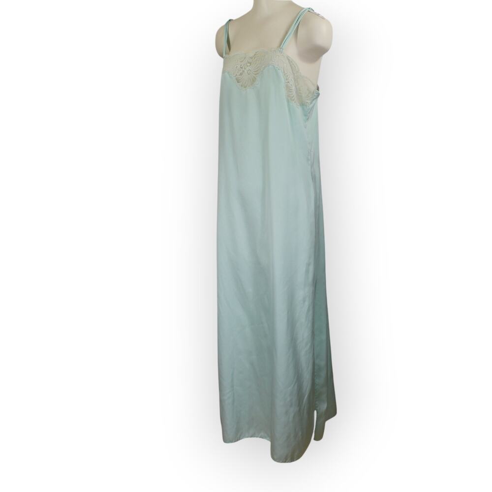 Vintage Cinema Etoile Chemise Seafoam Satin Lace MadeInUSA Medium~Large